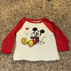 Disney Mickey Mouse Red and Gray Long Sleeve Tee